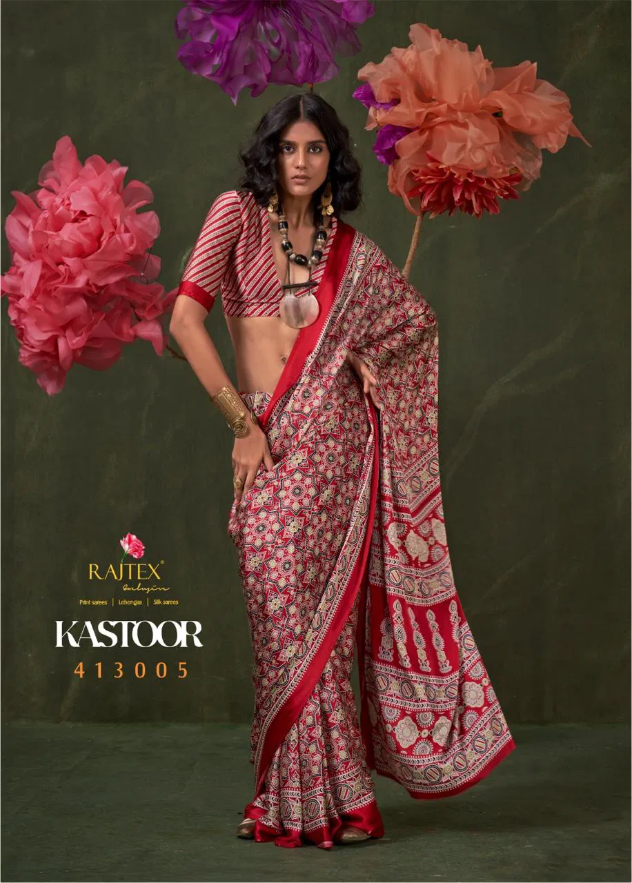 Kastoor By Rajtex Ajrakh Printed Designer Saree Exporters In India
